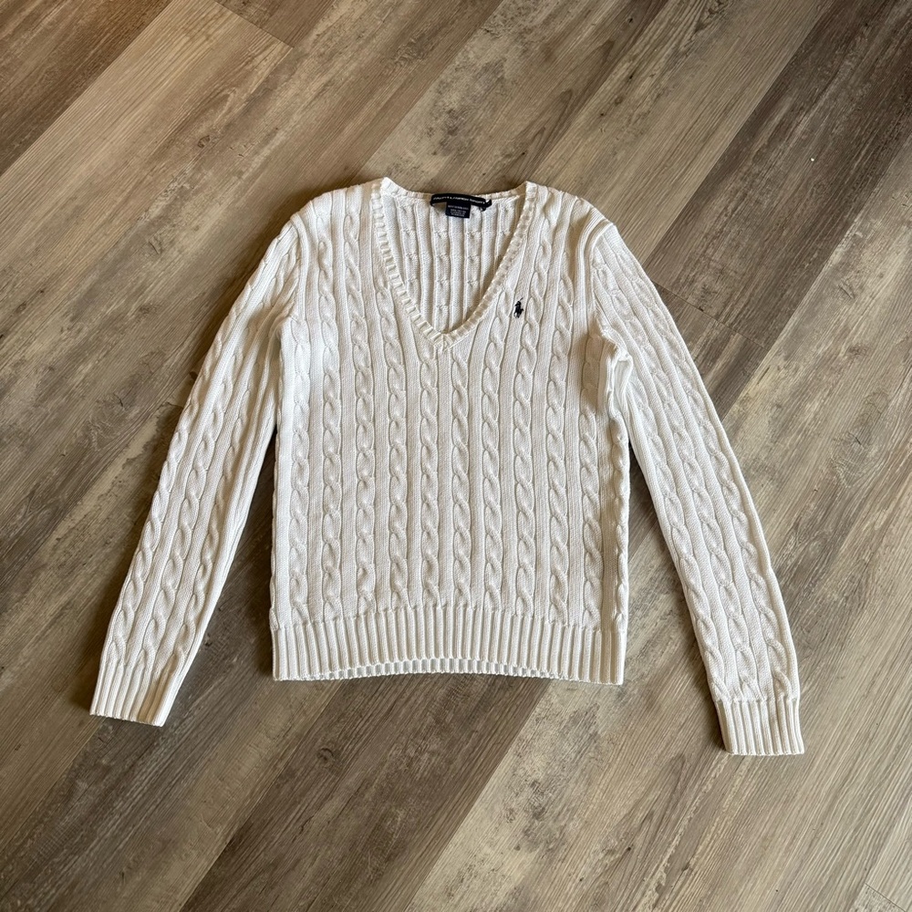 Vintage Polo Ralph Lauren Cable Knit V-Neck Sweater